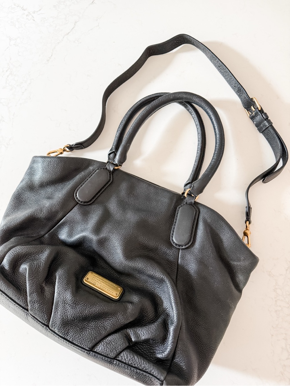 Marc by Marc Jacobs Black Pebbled Leather Tote Shoulder Bag
